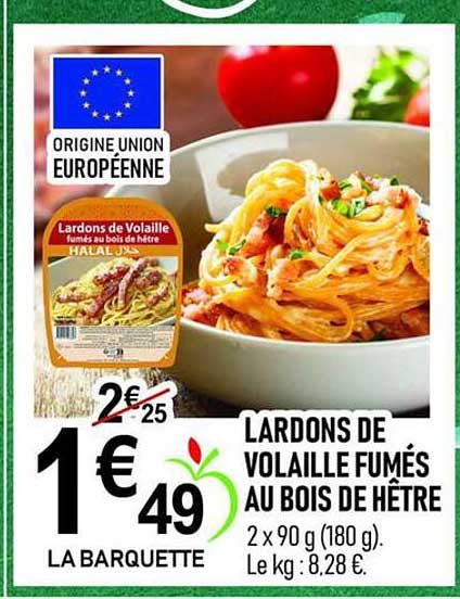 LARDONS DE VOLAILLE FUMÉS AU BOIS DE HÊTRE