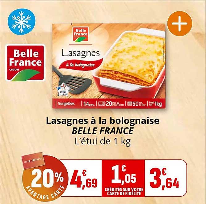Lasagnes à la bolognaise BELLE FRANCE L’étui de 1 kg