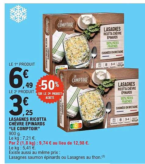 LASAGNES RICOTTA CHÈVRE ÉPINARDS “LE COMPTOIR” 900 g