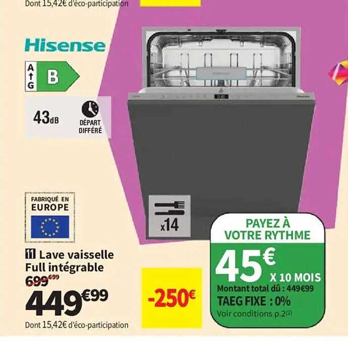 Lave vaisselle Full intégrable