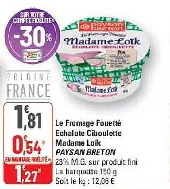 Le Fromage Fouetté Echalote Ciboulette Madame Loik PAYSAN BRETON