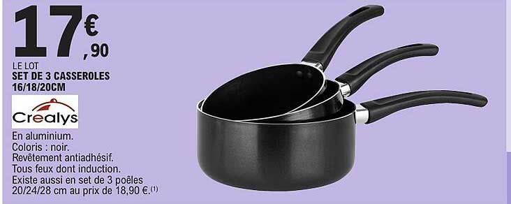 LE LOT SET DE 3 CASSEROLES 16/18/20CM