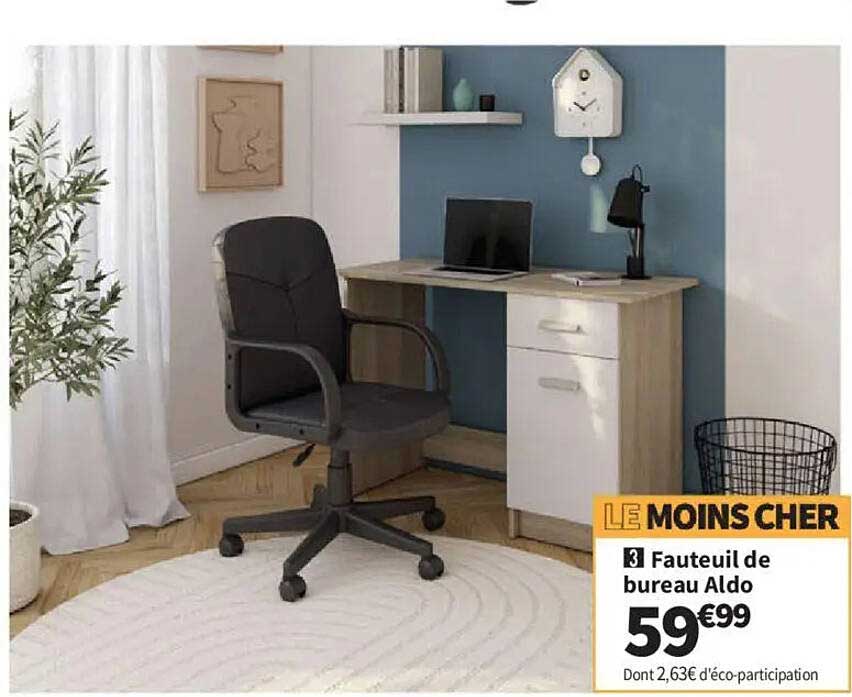 LE MOINS CHER 3 Fauteuil de bureau Aldo