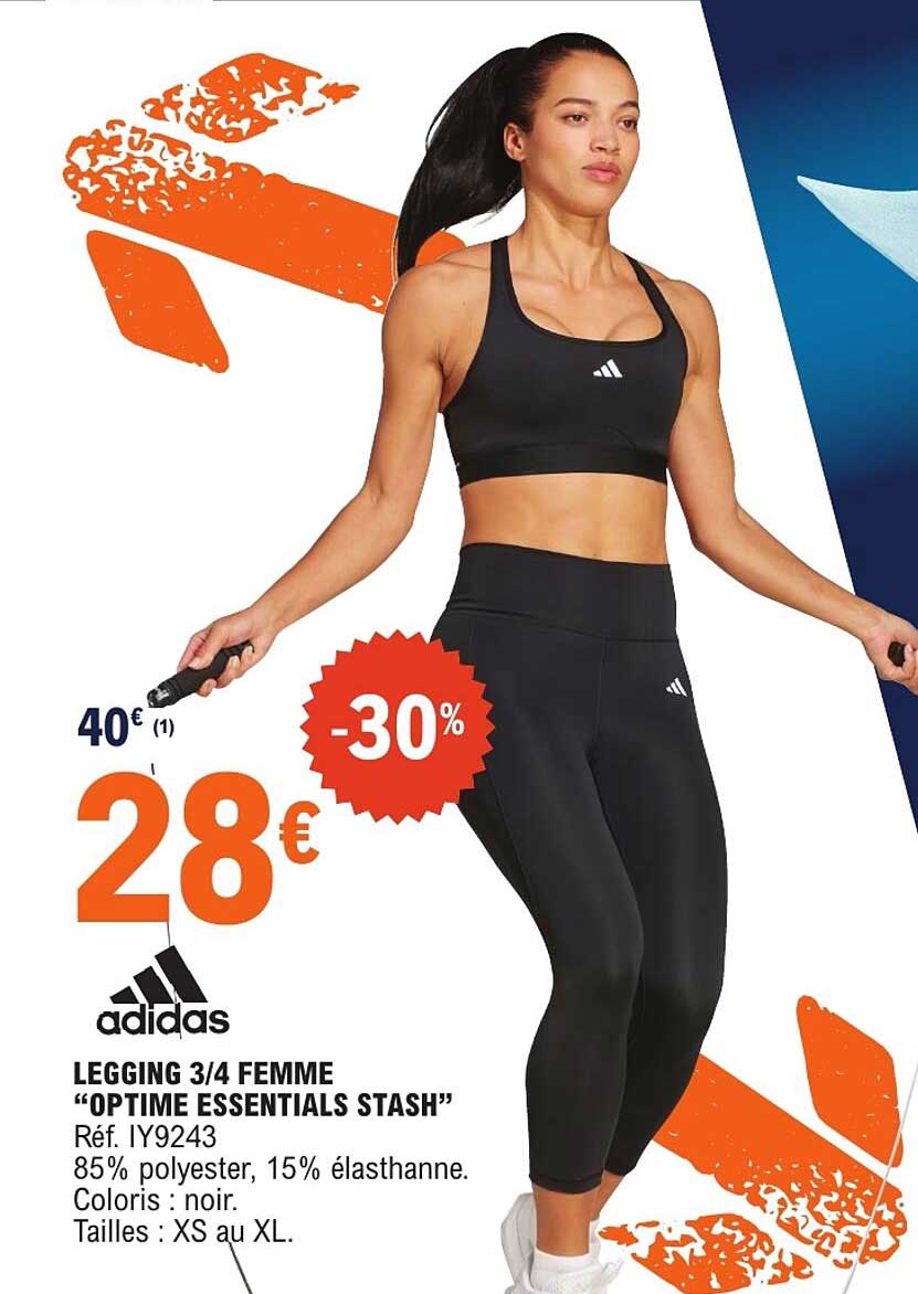 LEGGING 3/4 FEMME “OPTIME ESSENTIALS STASH”