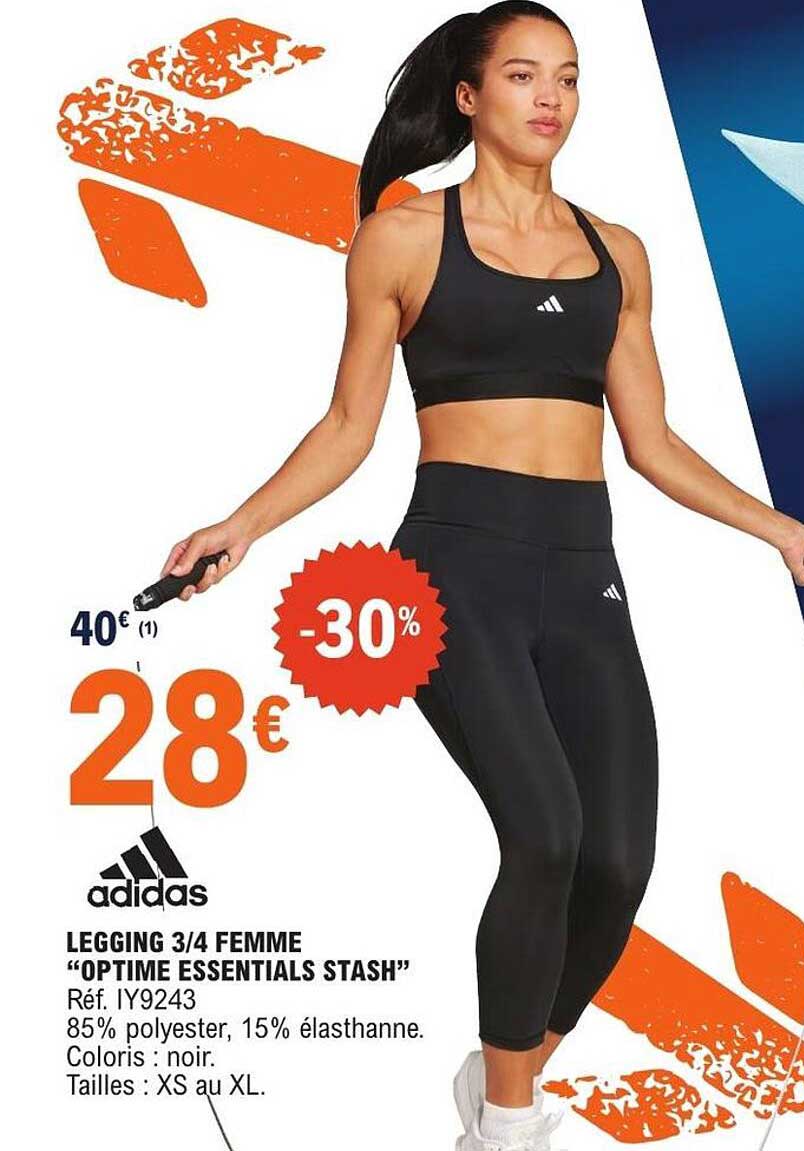 LEGGING 3/4 FEMME “OPTIME ESSENTIALS STASH”