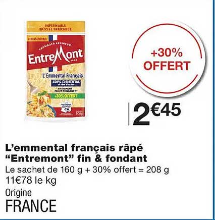 L’emmental français râpé “Entremont” fin & fondant