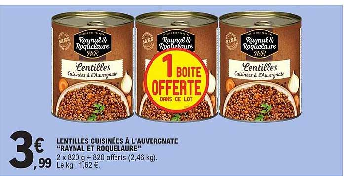 LENTILLES CUISINÉES À L'AUVERGNATE “RAYNAL ET ROQUELAURE”
