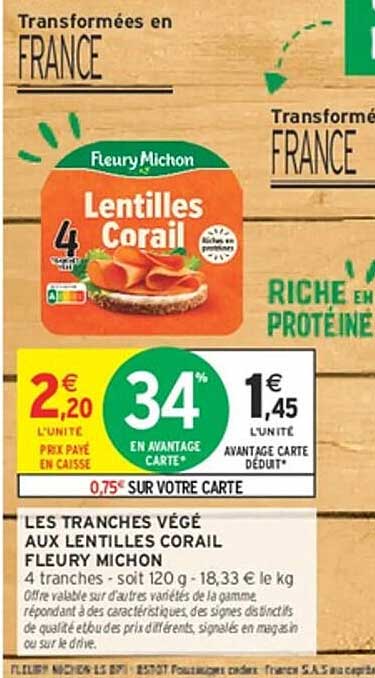 LES TRANCHES VÉGÉ AUX LENTILLES CORAIL FLEURY MICHON
