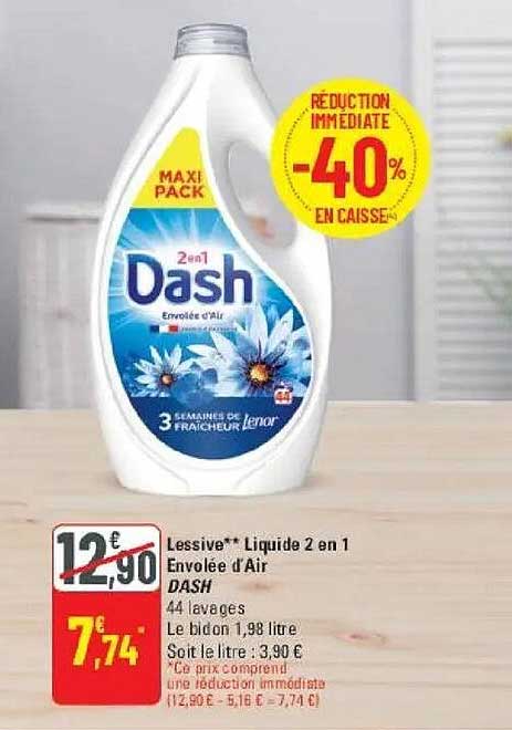Lessive** Liquide 2 en 1 Envolée d’Air DASH