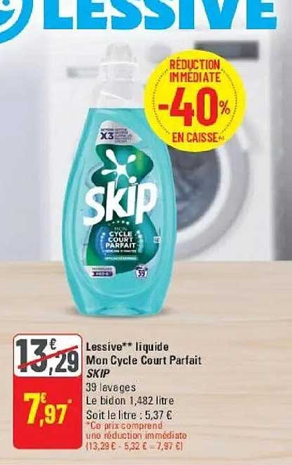 Lessive** liquide Mon Cycle Court Parfait SKIP