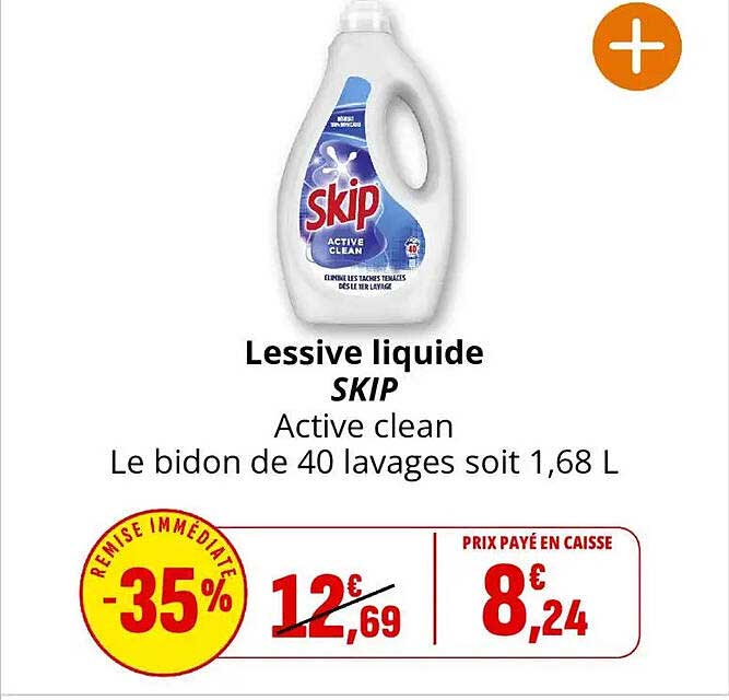 Lessive liquide SKIP Active clean Le bidon de 40 lavages soit 1,68 L