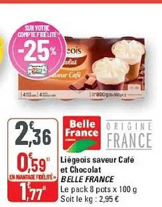 Liégeois saveur Café et Chocolat BELLE FRANCE