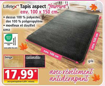 Lifetex Tapis aspect "fourrure" env. 100 x 150 cm