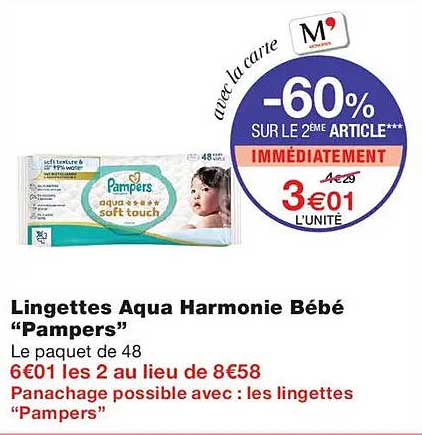 Lingettes Aqua Harmonie Bébé “Pampers”