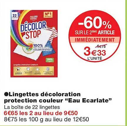 Lingettes décoloration protection couleur “Eau Ecarlate”