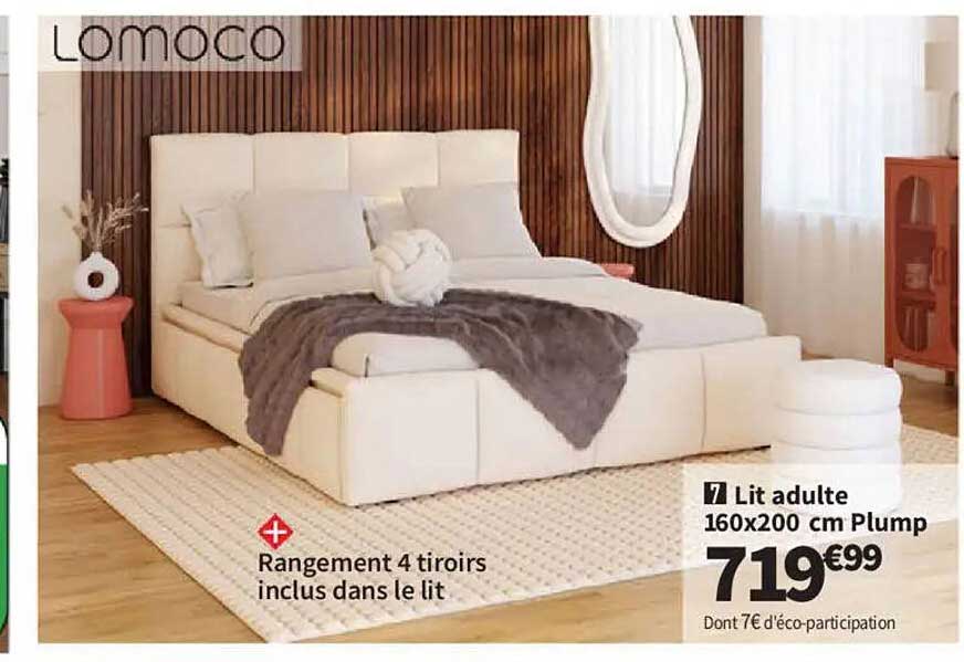 Lit adulte 160x200 cm Plump
