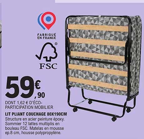 LIT PLIANT COUCHAGE 80X190CM