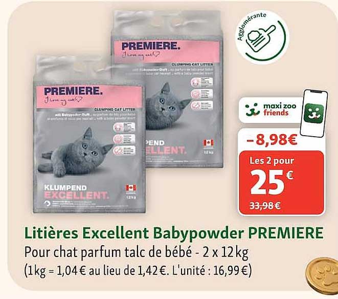 Litières Excellent Babypowder PREMIERE