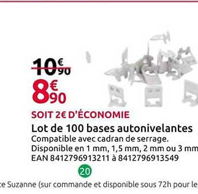 Lot de 100 bases autoinvelantes