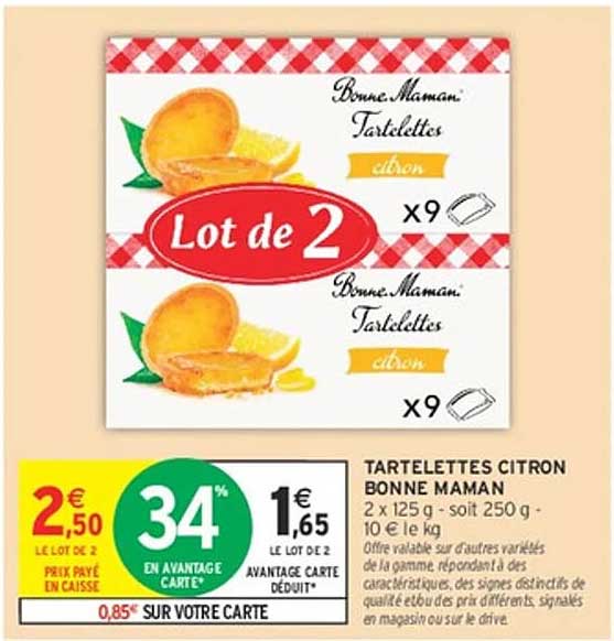 Lot de 2 Bonne Maman Tartelettes citron