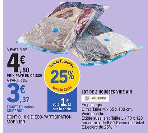 LOT DE 2 HOUSSES VIDE AIR