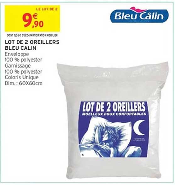 LOT DE 2 OREILLERS BLEU CALIN