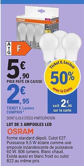 LOT DE 3 AMPOULES LED OSRAM