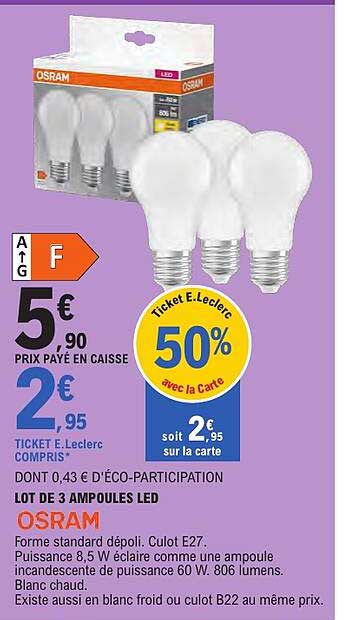 LOT DE 3 AMPOULES LED OSRAM
