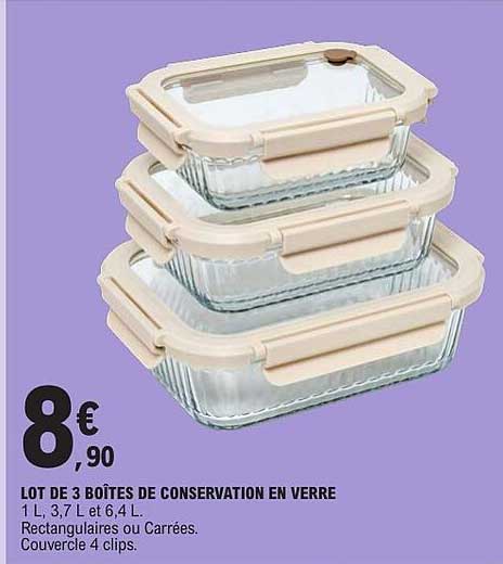 LOT DE 3 BOITES DE CONSERVATION EN VERRE