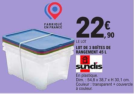 LOT DE 3 BOÎTES RANGEMENT 45 L