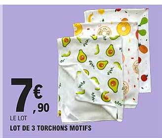 LOT DE 3 TORCHONS MOTIFS