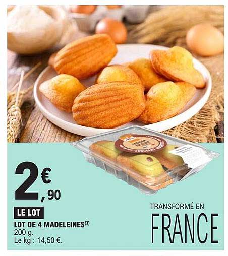 LOT DE 4 MADELEINES