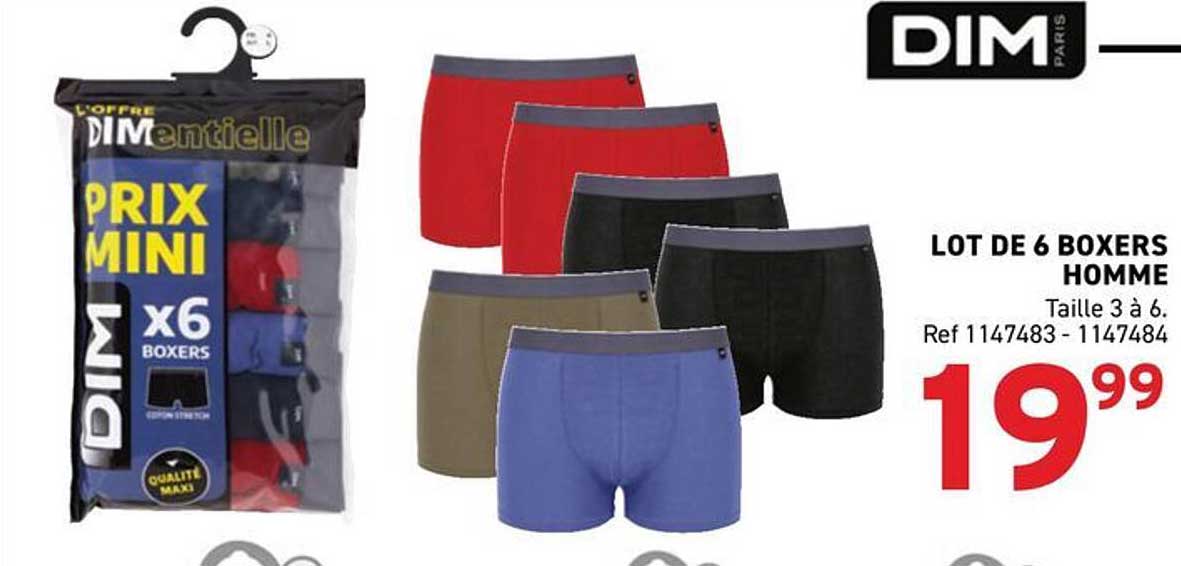 LOT DE 6 BOXERS HOMME