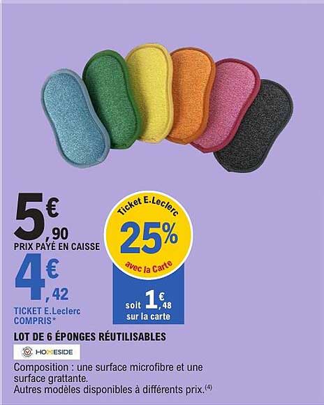 LOT DE 6 ÉPONGES RÉUTILISABLES