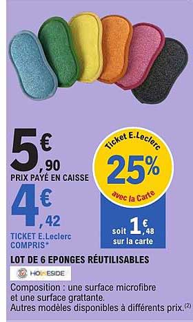 LOT DE 6 EPONGES RÉUTILISABLES