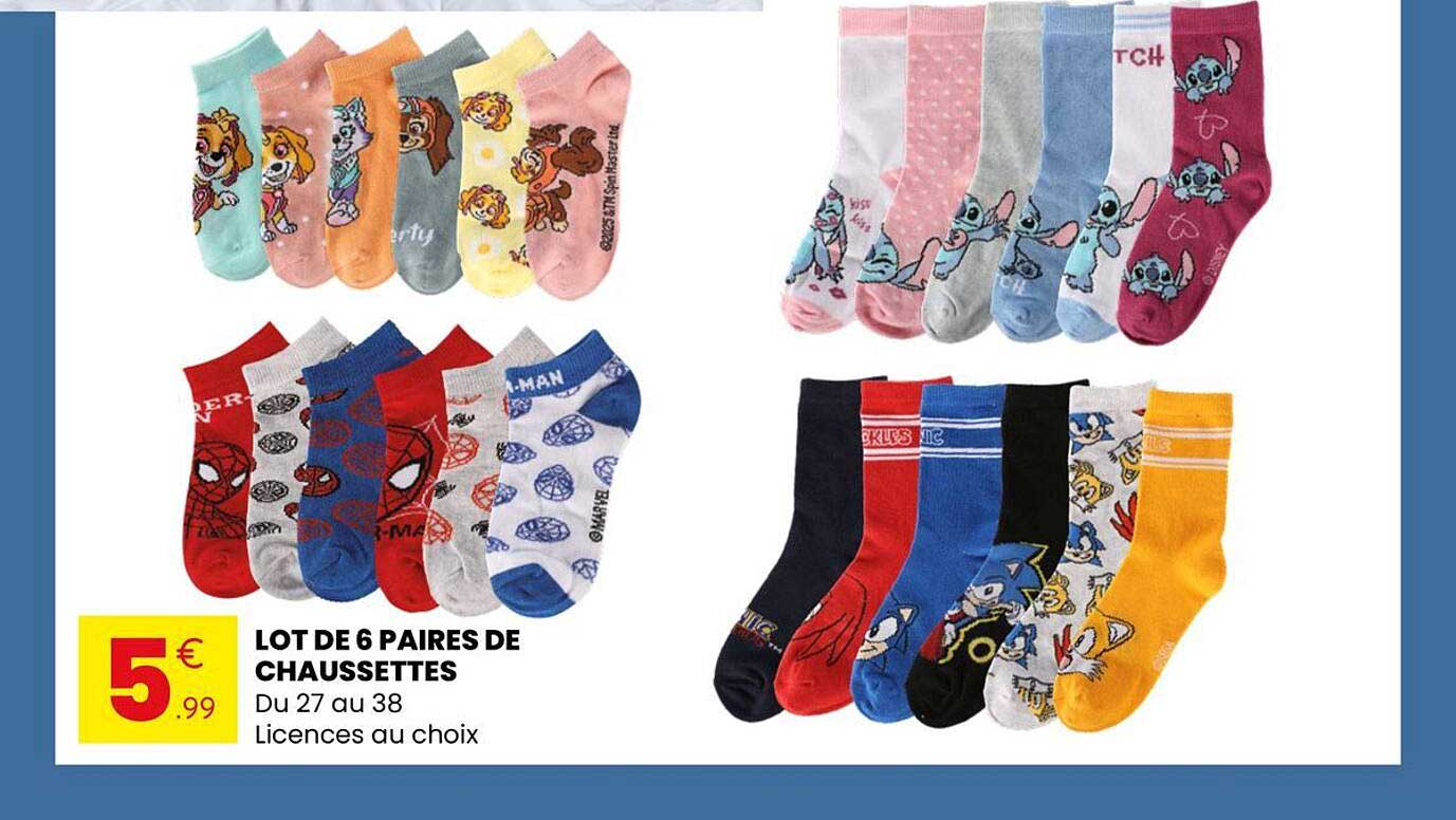 LOT DE 6 PAIRES DE CHAUSSETTES