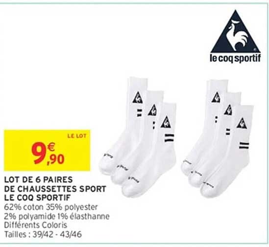 LOT DE 6 PAIRES DE CHAUSSETTES SPORT LE COQ SPORTIF