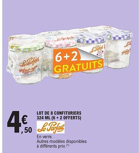 LOT DE 8 CONFITURIERS 324 ML (6 + 2 OFFERTS)
