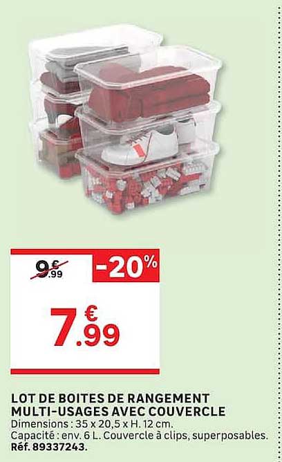 LOT DE BOITES DE RANGEMENT MULTI-USAGES AVEC COUVERCLE