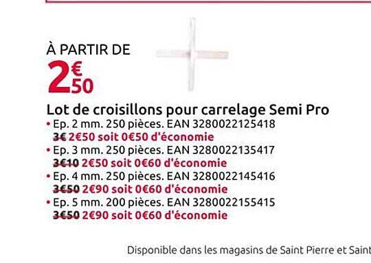 Lot de croisillons pour carrelage Semi Pro