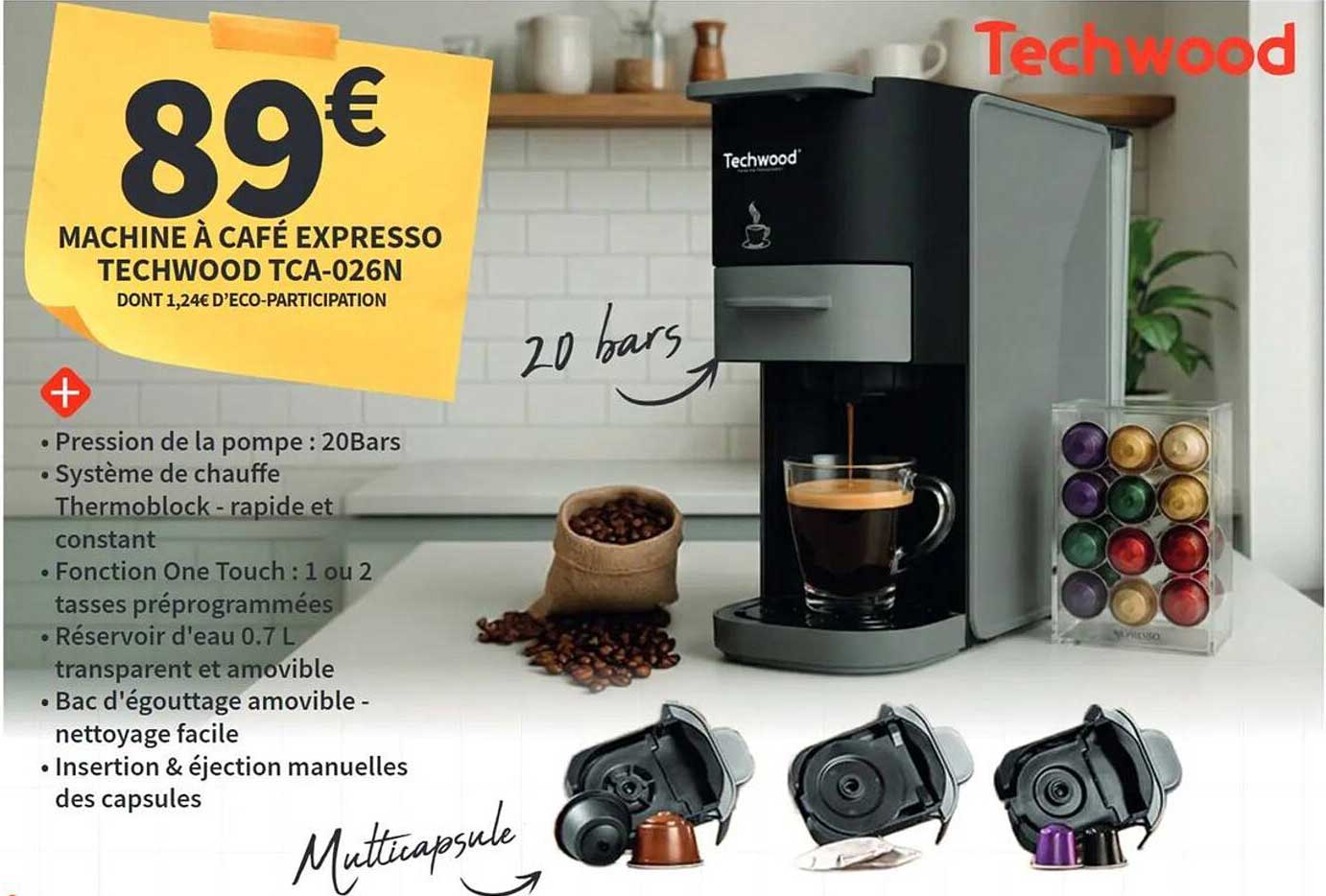 MACHINE À CAFÉ EXPRESSO TECHWOOD TCA-026N