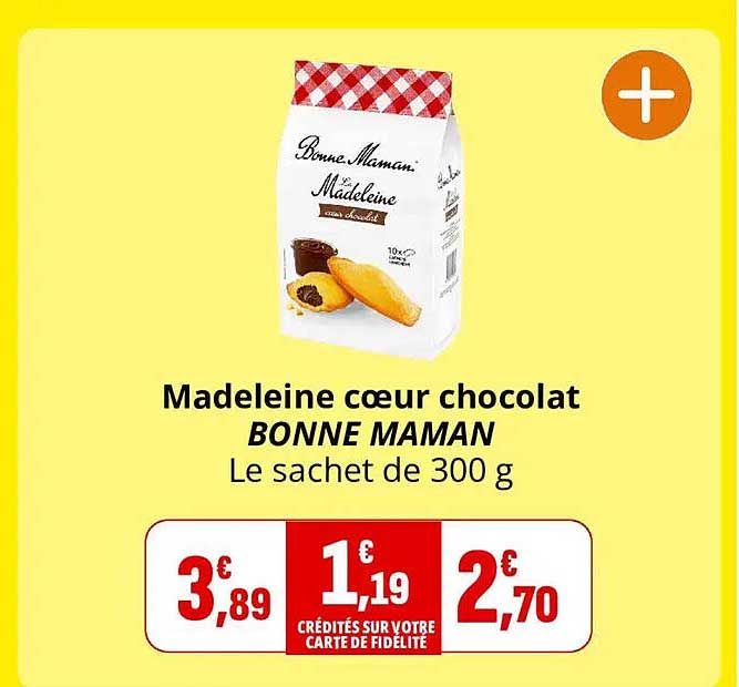 Madeleine cœur chocolat BONNE MAMAN Le sachet de 300 g