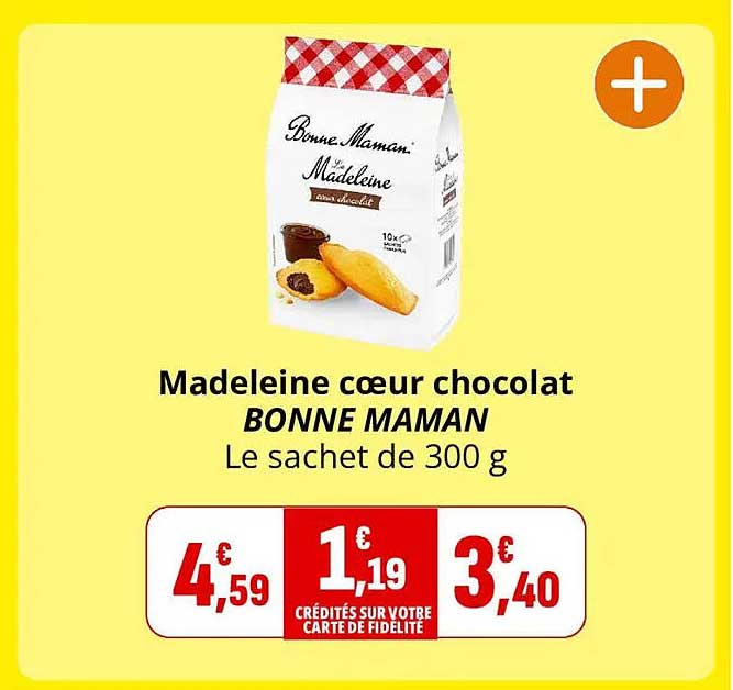 Madeleine cœur chocolat BONNE MAMAN Le sachet de 300 g