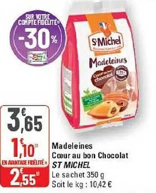 Madeleines Cœur au Bon Chocolat ST MICHEL