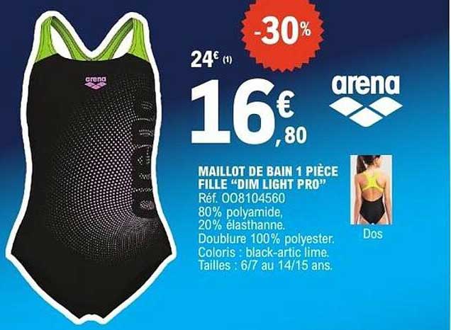 MAILLot DE BAIN 1 PIÈCE FILLE “DIM LIGHT PRO”