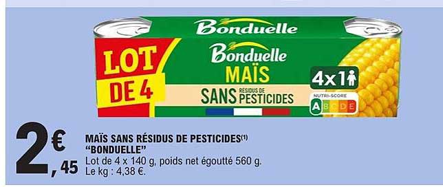 MAÏS SANS RÉSIDUS DE PESTICIDES "BONDUELLE"