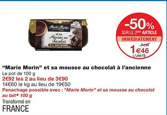 “Marie Morin” et sa mousse au chocolat à l’ancienne