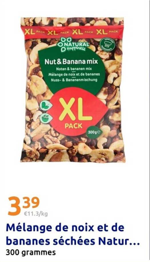 Mélange de noix et de bananes séchées Natur...