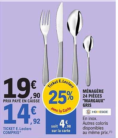 MÉNAGÈRE 24 PIÈCES "MARGAUX" GRIS