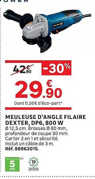 MEULEUSE D’ANGLE FILAIRE DEXTER, DP6, 800 W